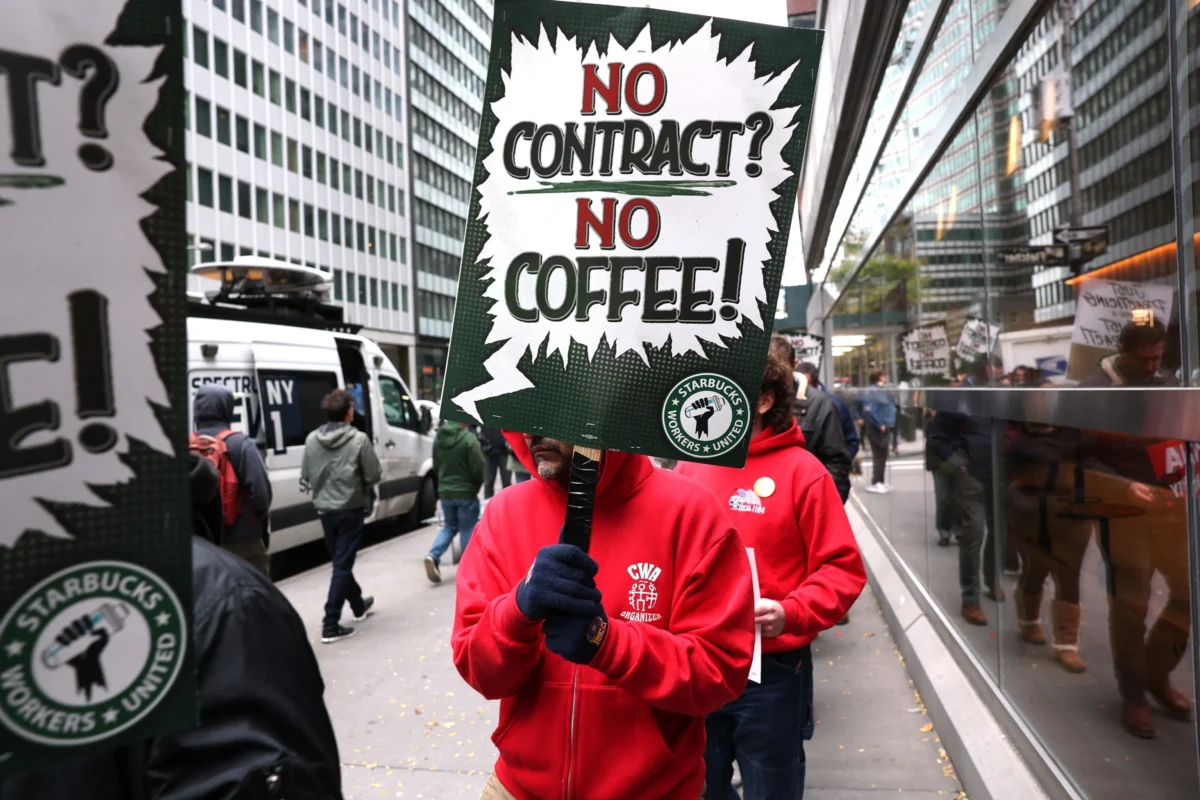 Starbucks workers strike at some stores nationwide in 'Red Cup rebellion,' union says. More than 1,000 workers are set to go on strike in dozens of cities, the Starbucks Workers United union says. ABC News' Andrew Dymburt reports. Timothy A. Clary/AFP via Getty Images, FILE
