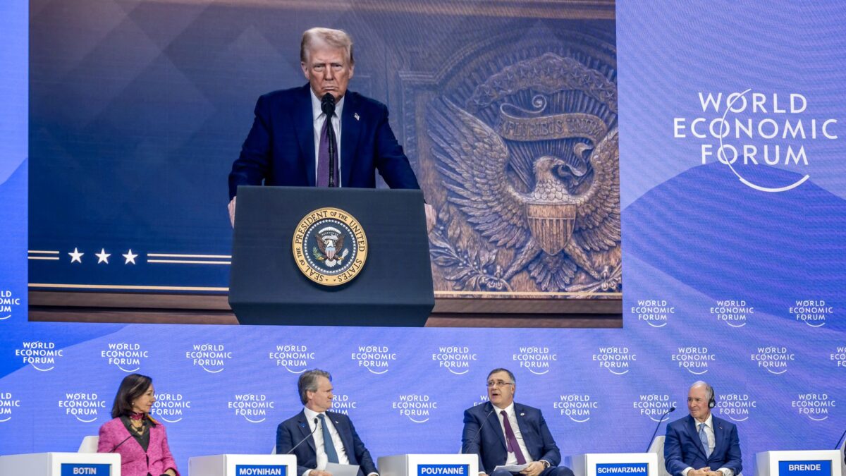 Donald Trump addresses the World Economic Forum annual meeting in Davos on Jan. 23, 2025. Photo: Fabrice Coffrini/AFP via Getty Images