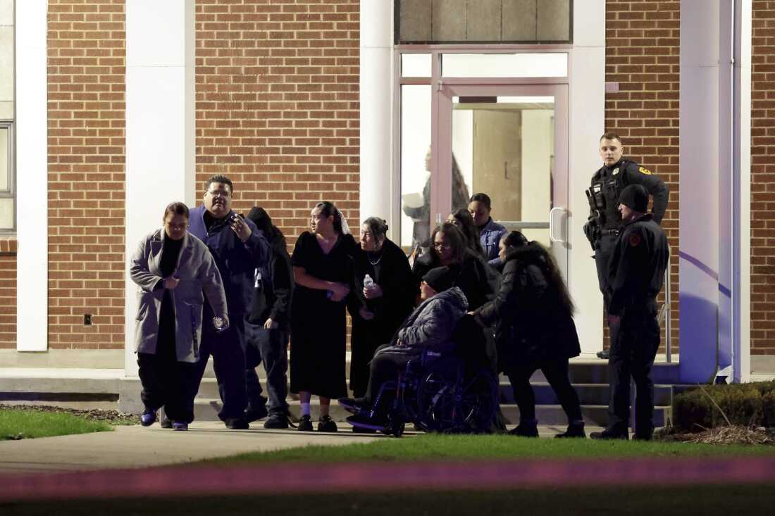 People attending a funeral at the The Church of Jesus Christ of Latter-day Saints in Salt Lake City leave after a fatal shooting in the parking lot Wednesday, Jan. 7, 2025. Laura Seitz/AP/The Deseret News
