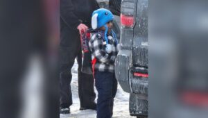 Liam Ramos, five, detained by ICE in Columbia Heights, Minnesota, outside his home on Tuesday. Photograph: Courtesy of Columbia Heights Public Schools