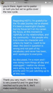 Nicole Curtis shares screenshot of conversation with TMZ.Nicole Curtis/Instagram