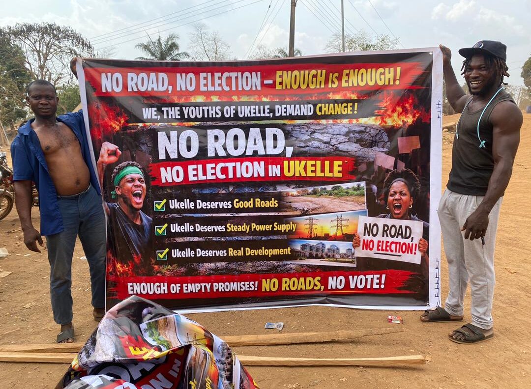  “No road, no election”: Over 700 Ukelle youths protest neglect in Cross River, demand infrastructure