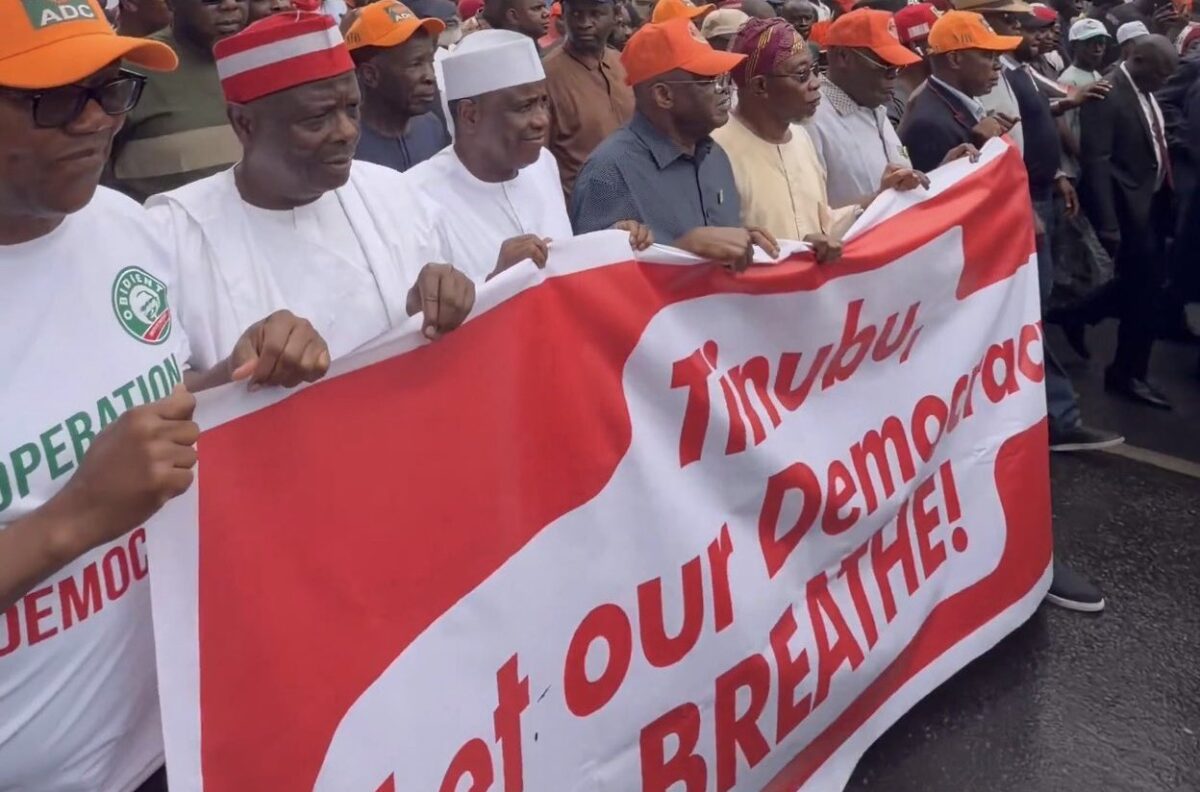  Atiku, Peter Obi, Amaechi lead ‘Occupy INEC’ protest in Abuja as ADC accuses Electoral body of partisanship