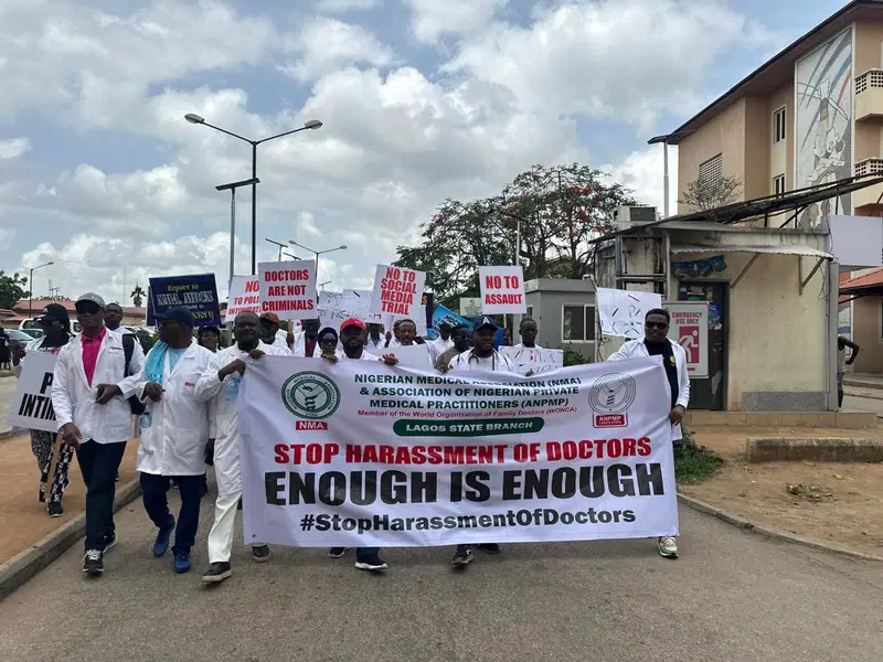  Lagos Doctors protest Police harassment, warn of looming health crisis in Nigeria