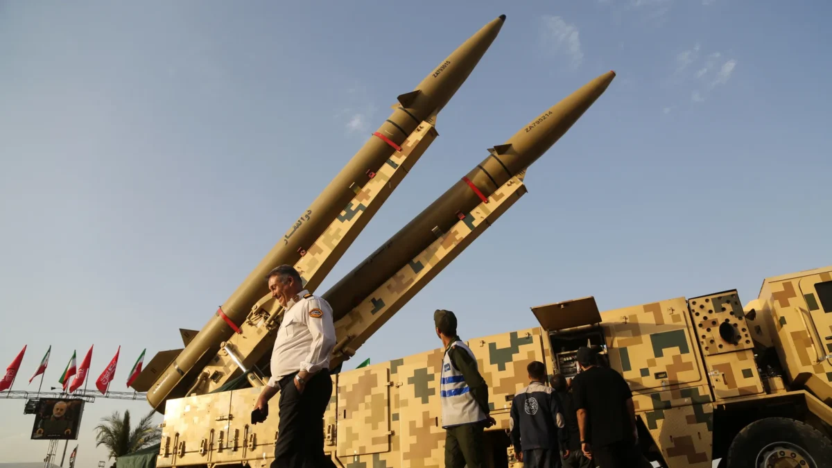 Iranian ballistic missiles displayed in Azadi Square in Tehran on July 24. Photo: Fatemeh Bahrami/Anadolu via Getty Images