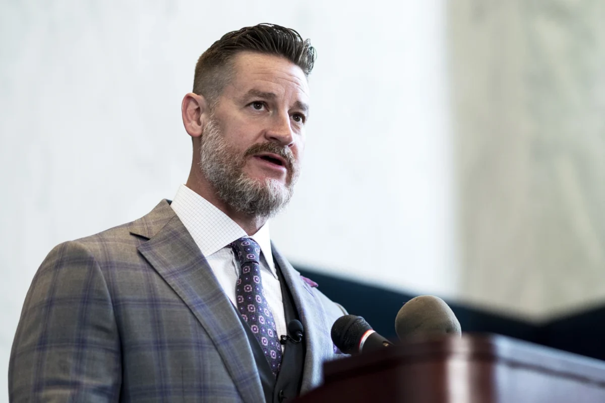 Rep. Greg Steube, R-Fla., speaks in the Rayburn House Office Building in Washington on May 19, 2021.Bill Clark / CQ Roll Call via AP file
