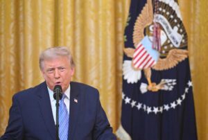 President Trump addresses the nation from the East Room of the White House. Saul Loeb/Pool/AFP via Getty Images Primetime Speech