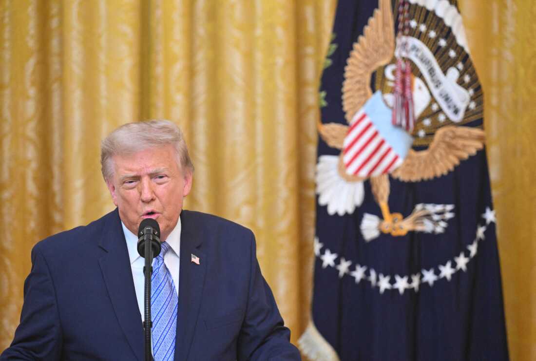 President Trump addresses the nation from the East Room of the White House. Saul Loeb/Pool/AFP via Getty Images Primetime Speech