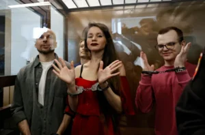 Journalists Antonina Favorskaya, Konstantin Gabov, Sergey Karelin and Artyom Kriger were jailed on extremism charges for five and half years. Reuters