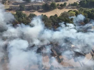 An aerial view of the fire in Stourbridge (Photo: West Midlands Fire Service/ SWNS)