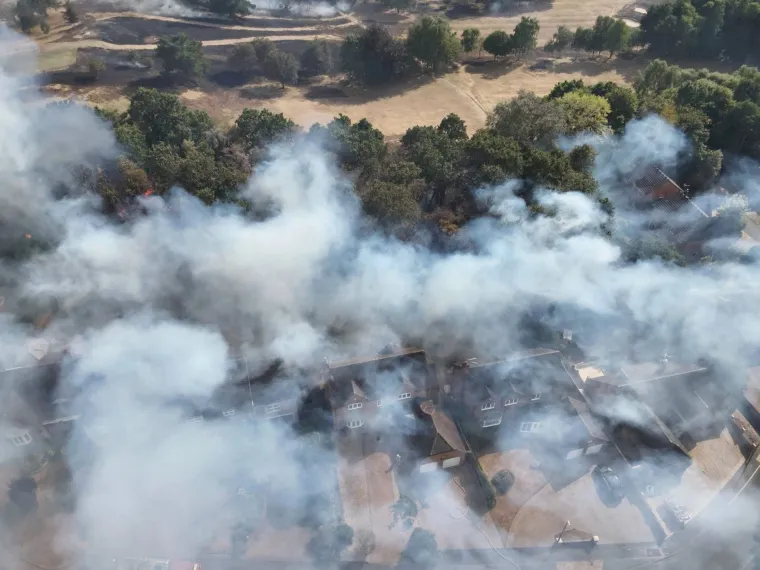 An aerial view of the fire in Stourbridge (Photo: West Midlands Fire Service/ SWNS)