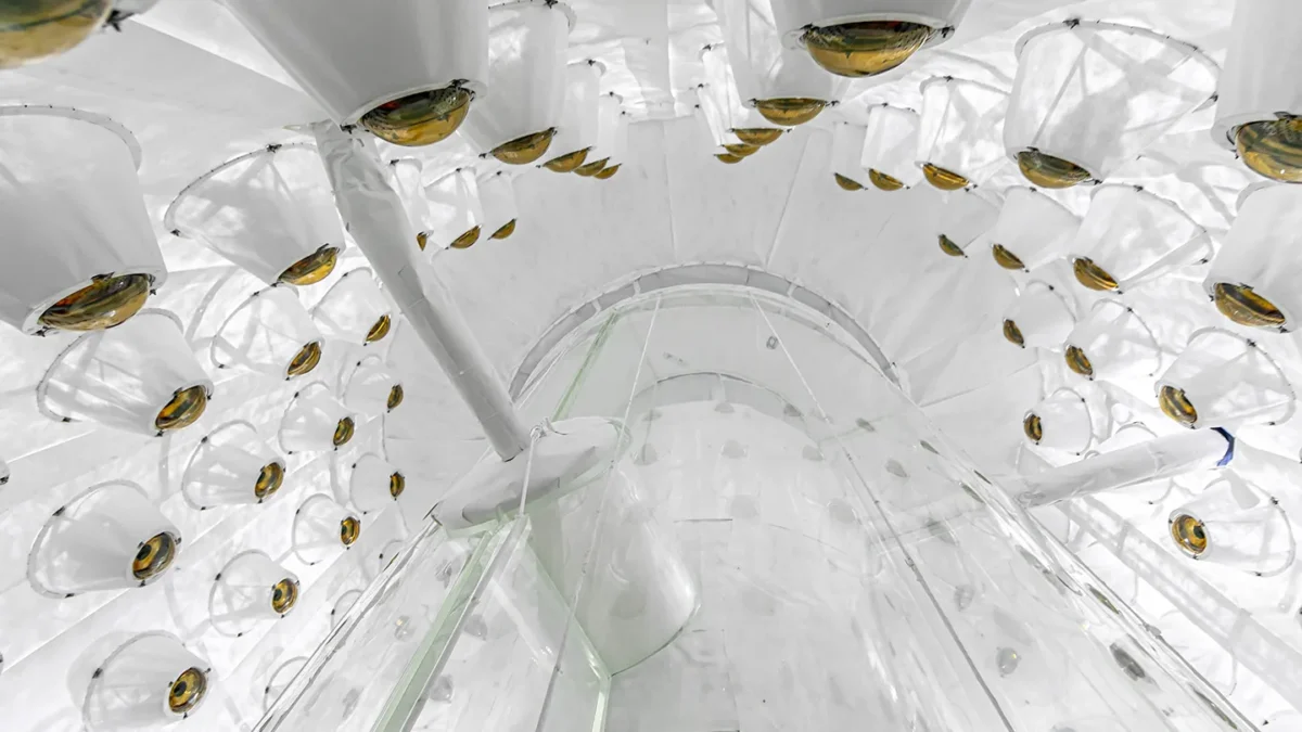 The LZ experiment (pictured) found no evidence of hypothetical dark matter particles called WIMPs in its initial search, but it’s already the most sensitive such hunt reported. Matthew Kapust/Sanford Underground Research Facility