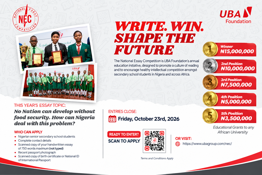  UBA Essay Competition 2026: Apply and Win Up to ₦15 Million