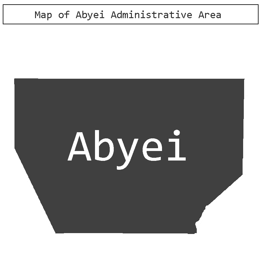 Map showing the Abyei administrative area between Sudan and South Sudan