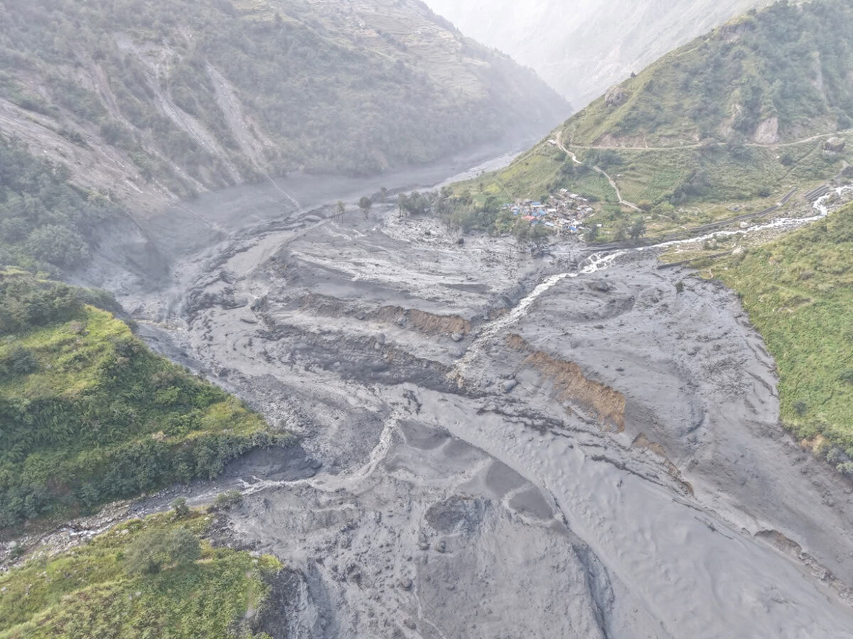 Flood-damaged site along Nepal’s Budhi Gandaki River, photographed by Nepal’s disaster authority in October 2026