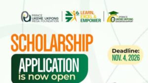 The Prince Ukeme Ukpong Scholarship offers two-year tuition support to eligible Akwa Ibom students