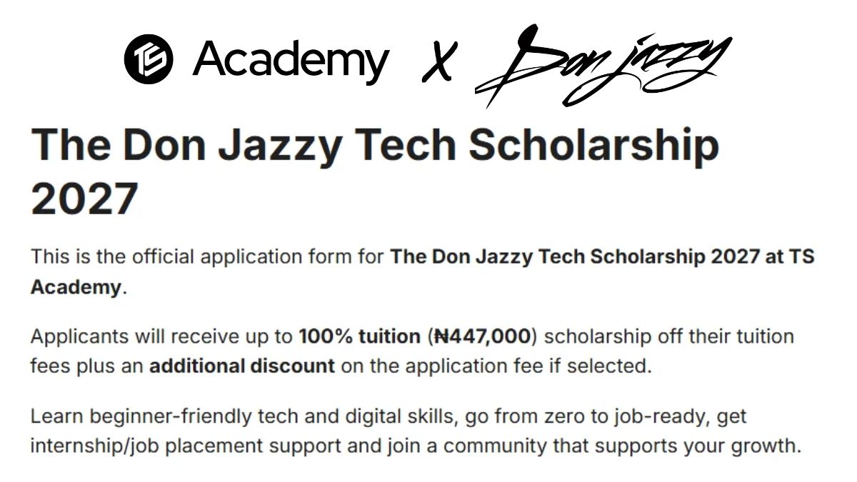 Don Jazzy Tech Scholarship 2027 for Nigerians