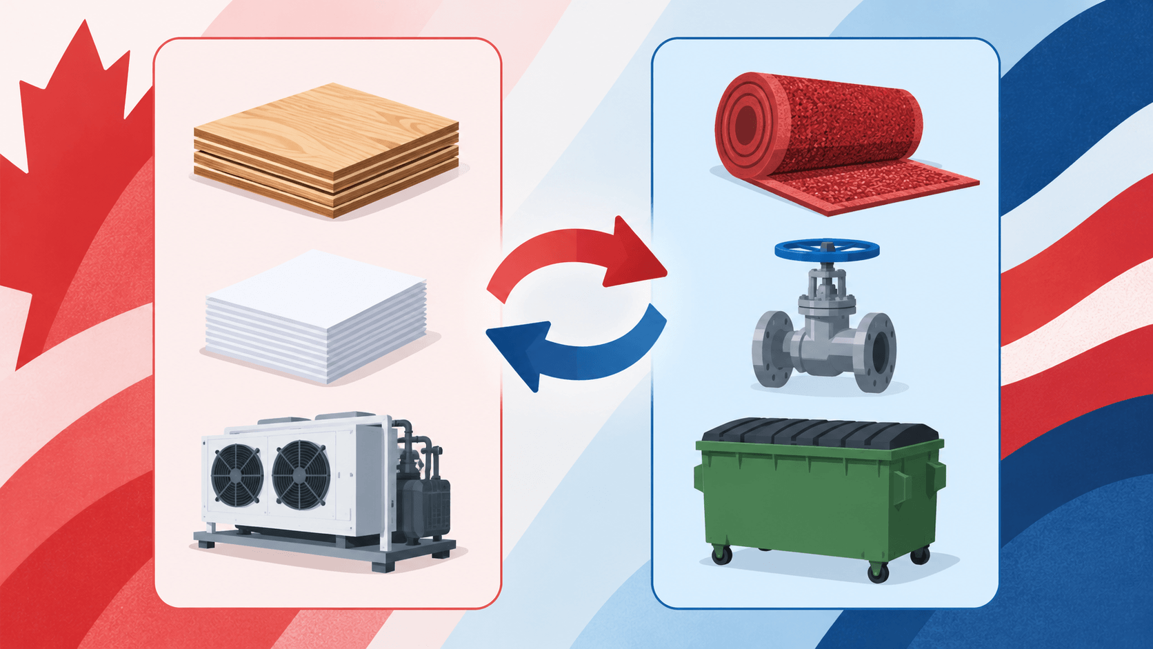 Illustration of generic products moving into and out of a US tariff list; not an official schedule.