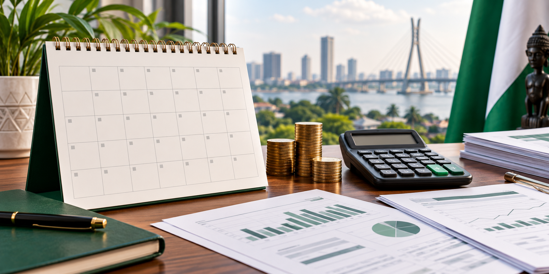Illustrative calendar and financial papers about Guinness Nigeria dividend dates